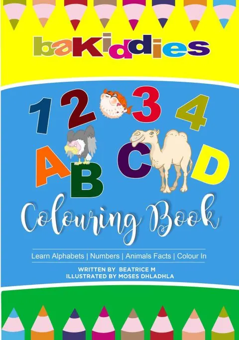 Bakiddies Colouring Book 3 cover with numbers, letters and animals
