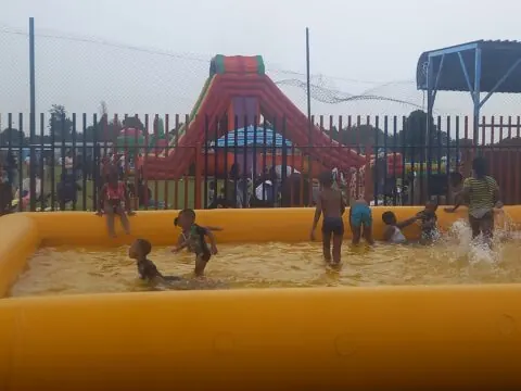 Children enjoying a Bakiddies school fun day foam activity